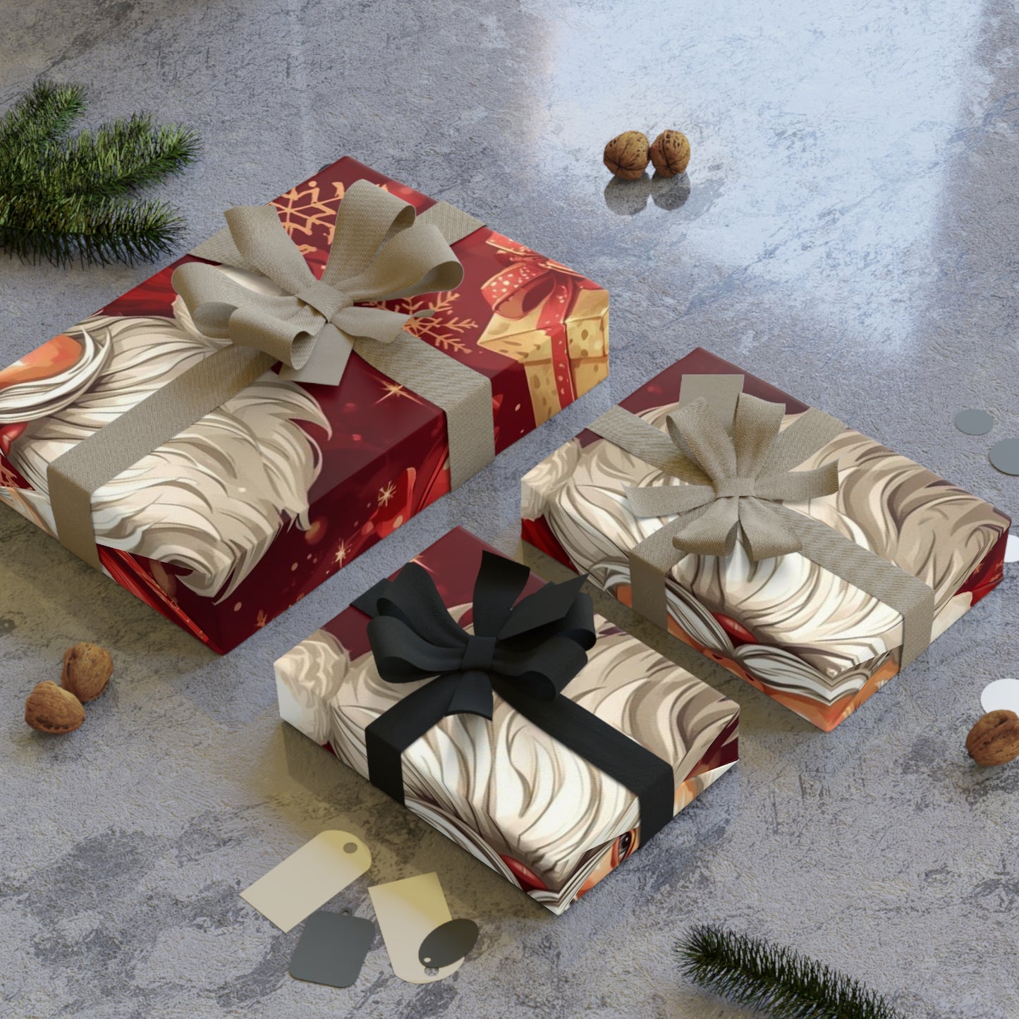 Festive Santa & Presents Christmas Wrapping Paper Roll