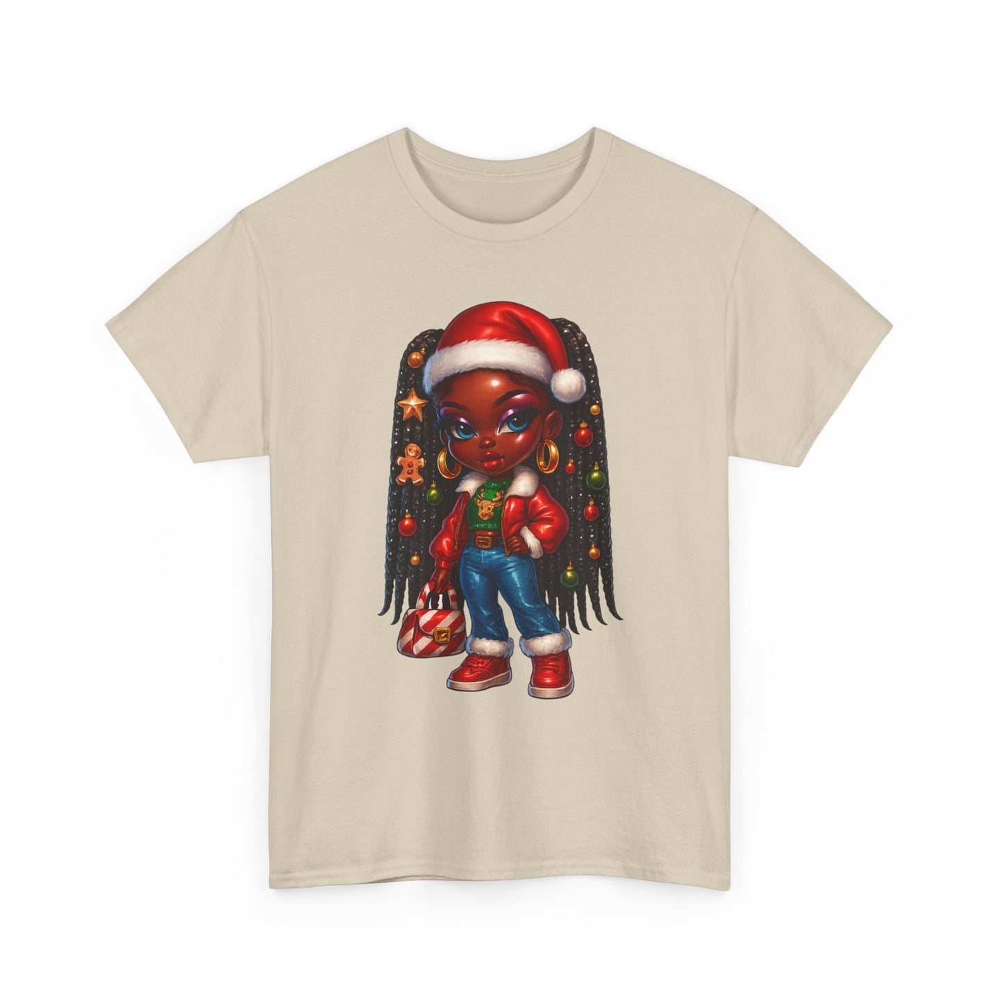 Christmas Girl Tee — Cute Black Girl Santa Graphic T-Shirt