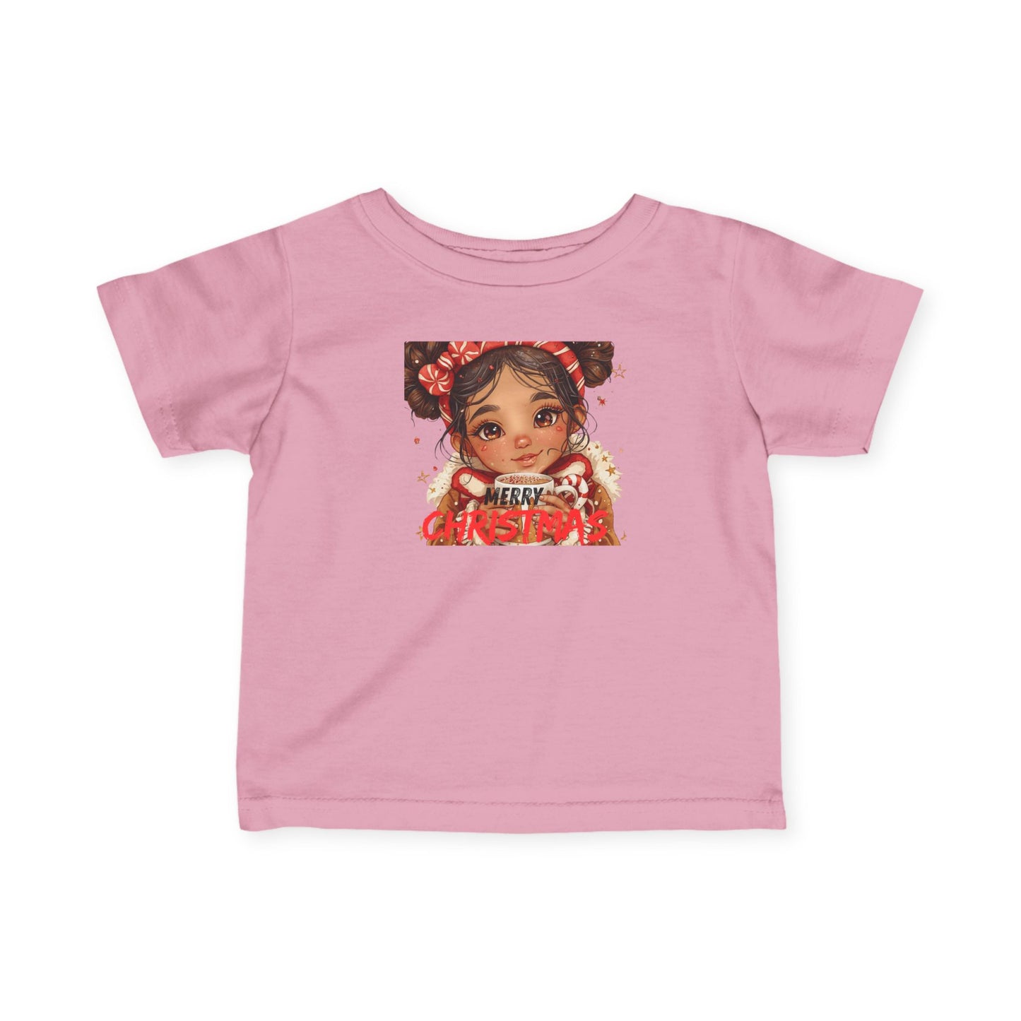 Infant Tee — Cute Baby Girl Illustration "Merry Christmas" Holiday Shirt