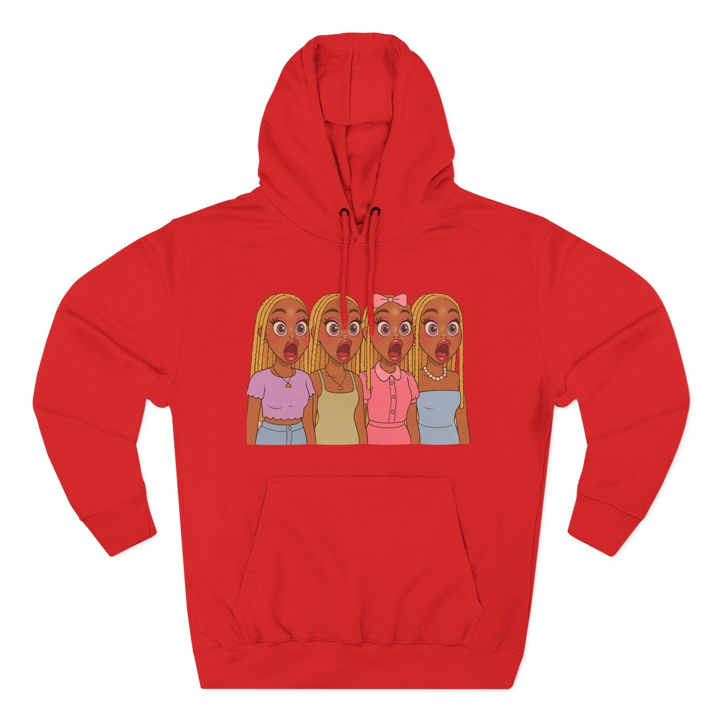 The Shocked BestiesFleece Hoodie with Three-Panel Design