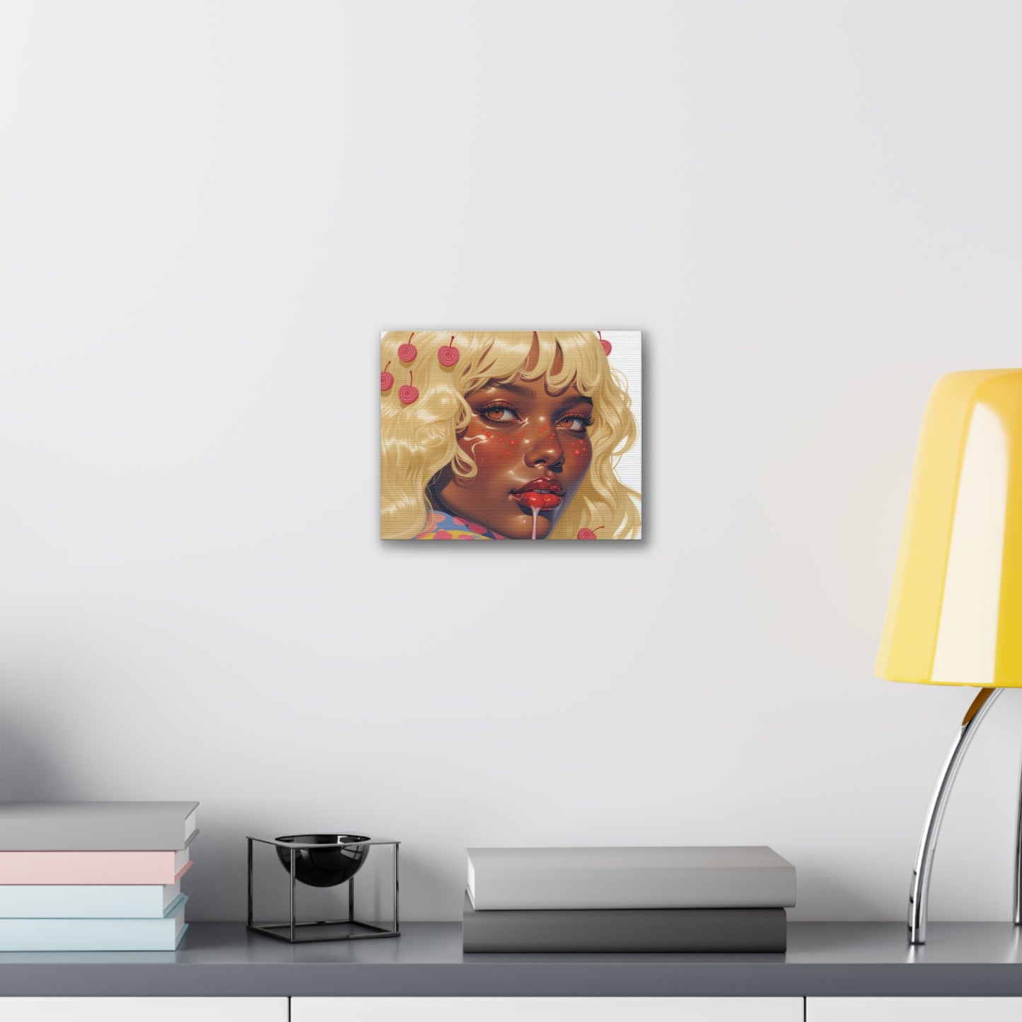 Art Canvas Print — Blonde Cherry Girl Wall Art