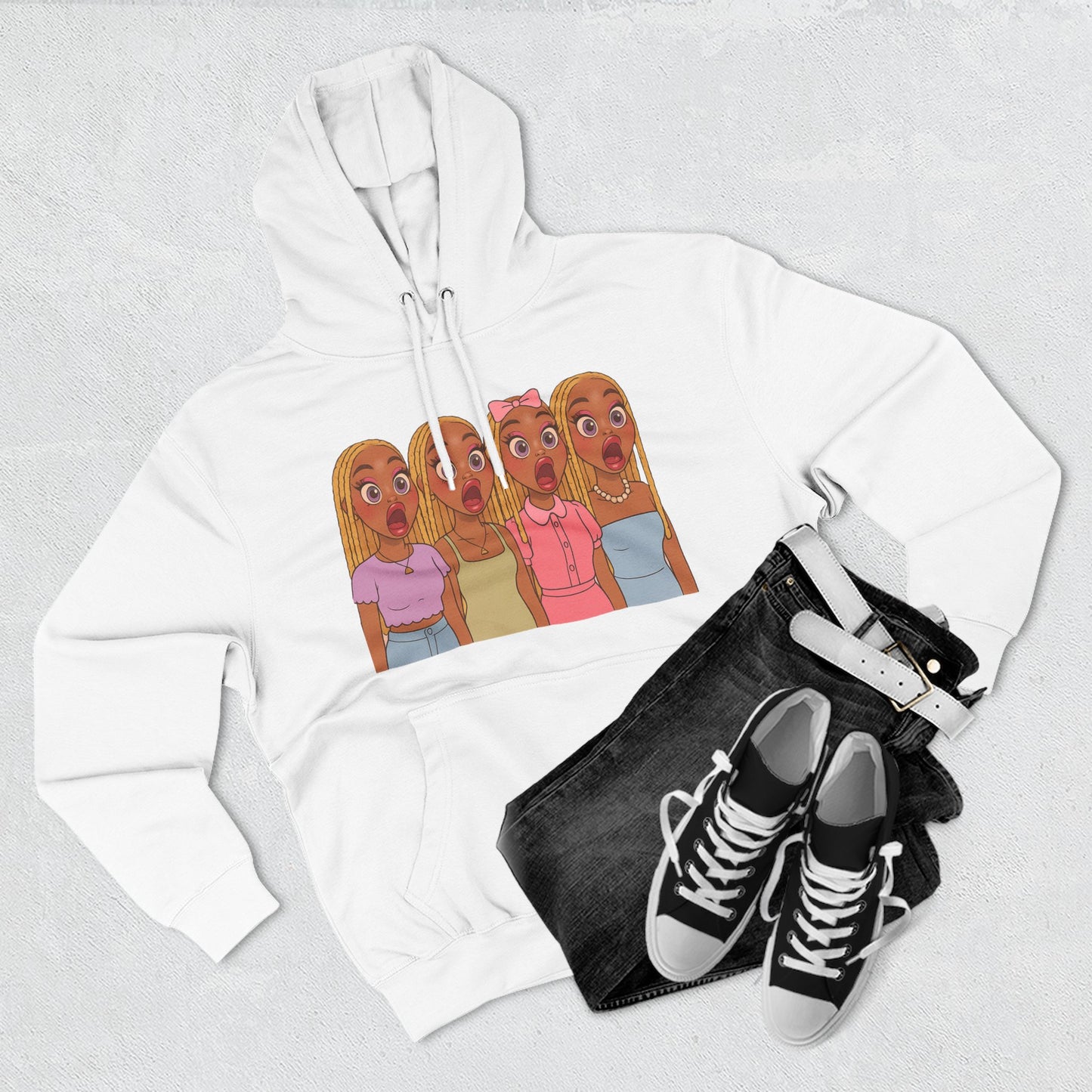The Shocked BestiesFleece Hoodie with Three-Panel Design