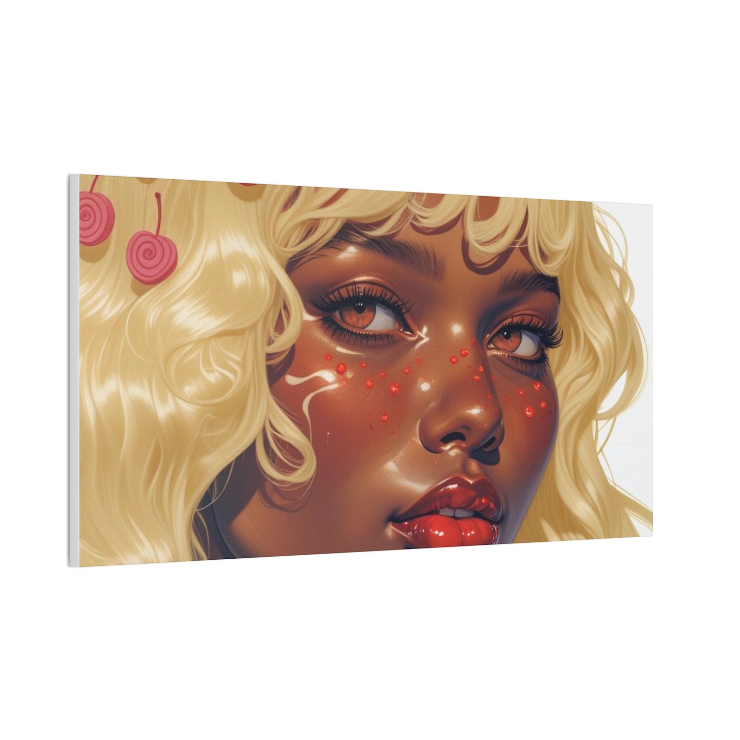 Art Canvas Print — Blonde Cherry Girl Wall Art