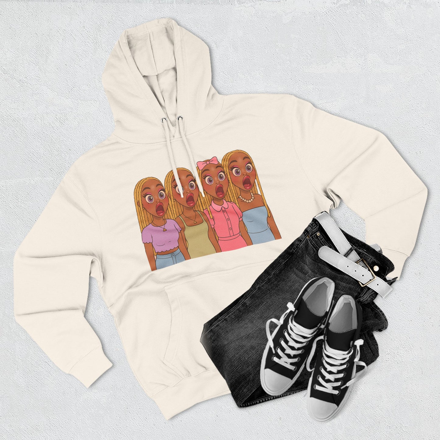 The Shocked BestiesFleece Hoodie with Three-Panel Design