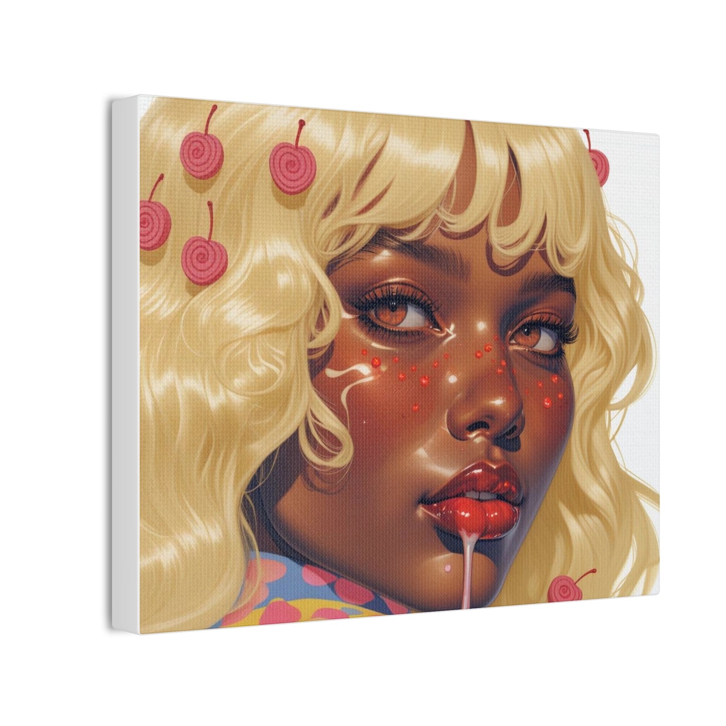 Art Canvas Print — Blonde Cherry Girl Wall Art