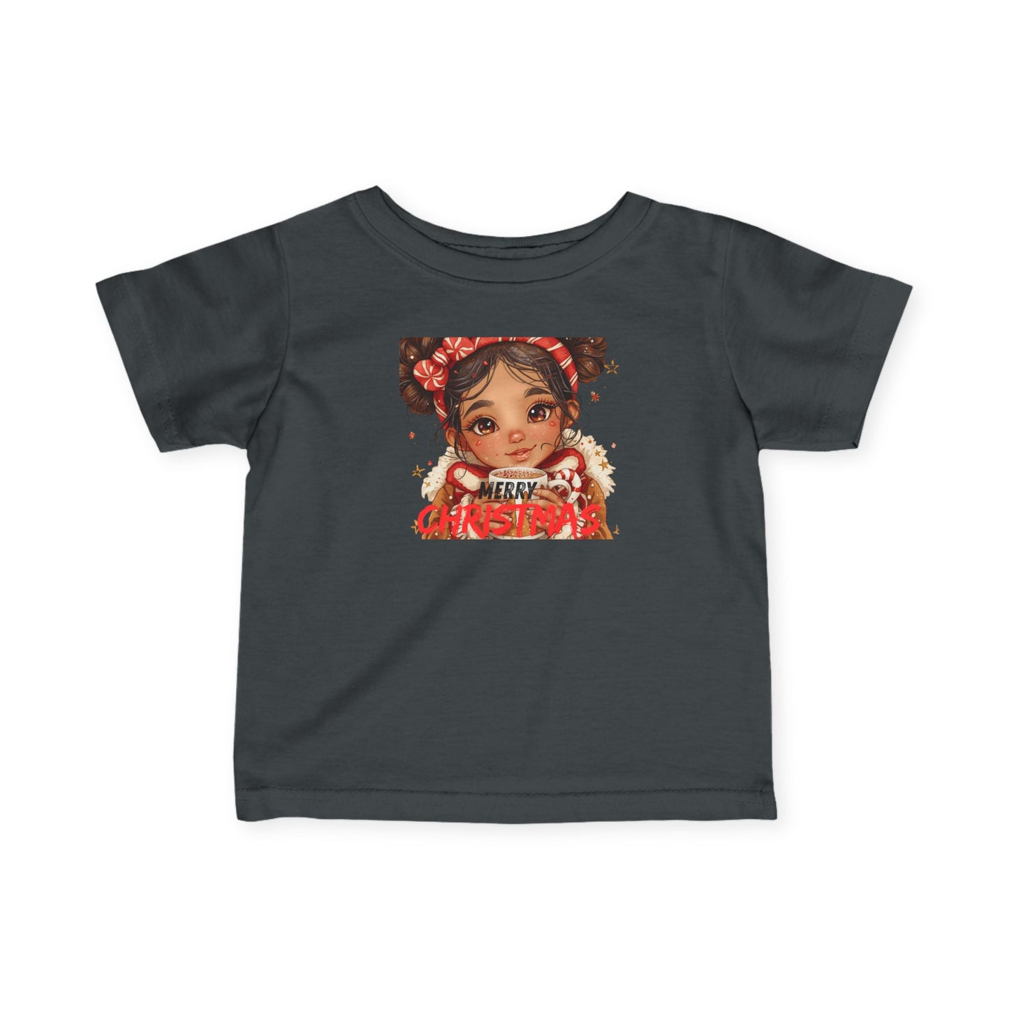 Infant Tee — Cute Baby Girl Illustration "Merry Christmas" Holiday Shirt