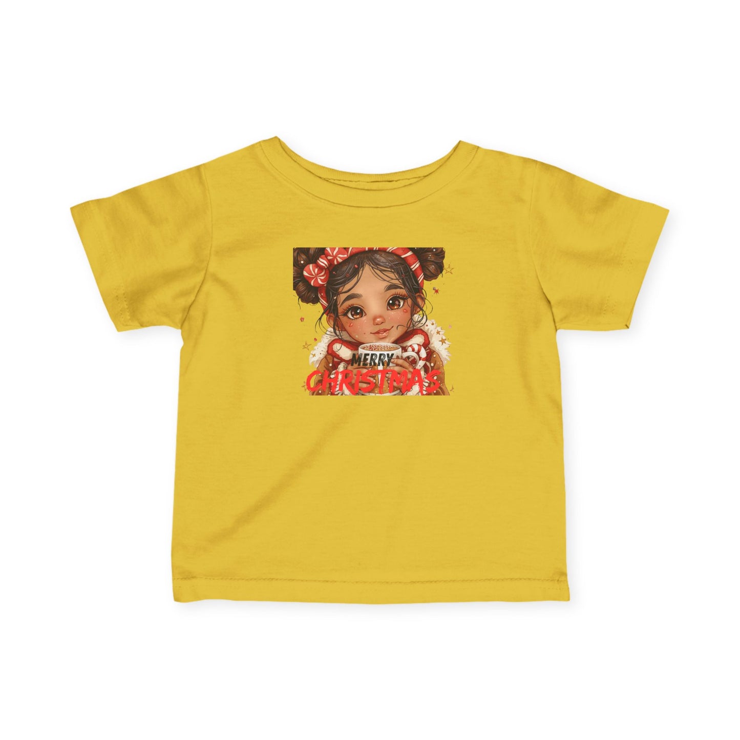 Infant Tee — Cute Baby Girl Illustration "Merry Christmas" Holiday Shirt