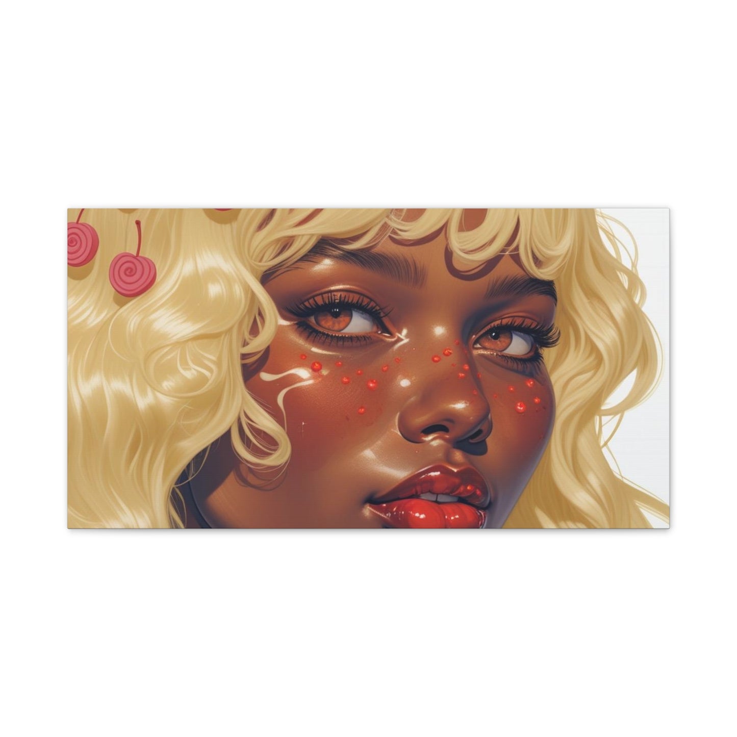 Art Canvas Print — Blonde Cherry Girl Wall Art
