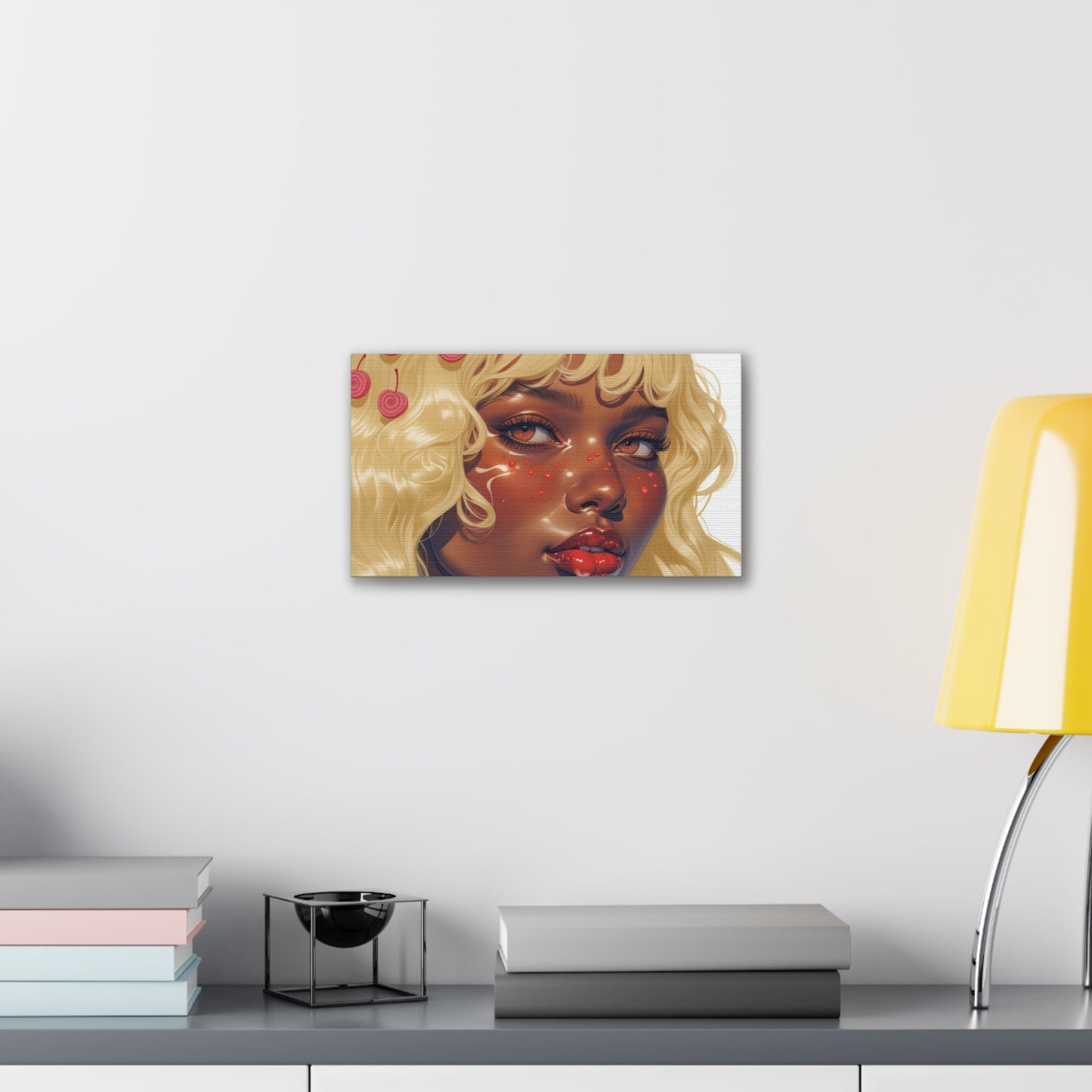 Art Canvas Print — Blonde Cherry Girl Wall Art