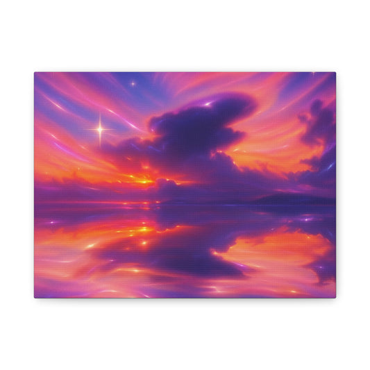 Serene Sunset Matte Canvas Wall Art, Colorful Ocean Artwork, Home Decor, Perfect Gift for Nature Lovers, Vibrant Art for Living Room