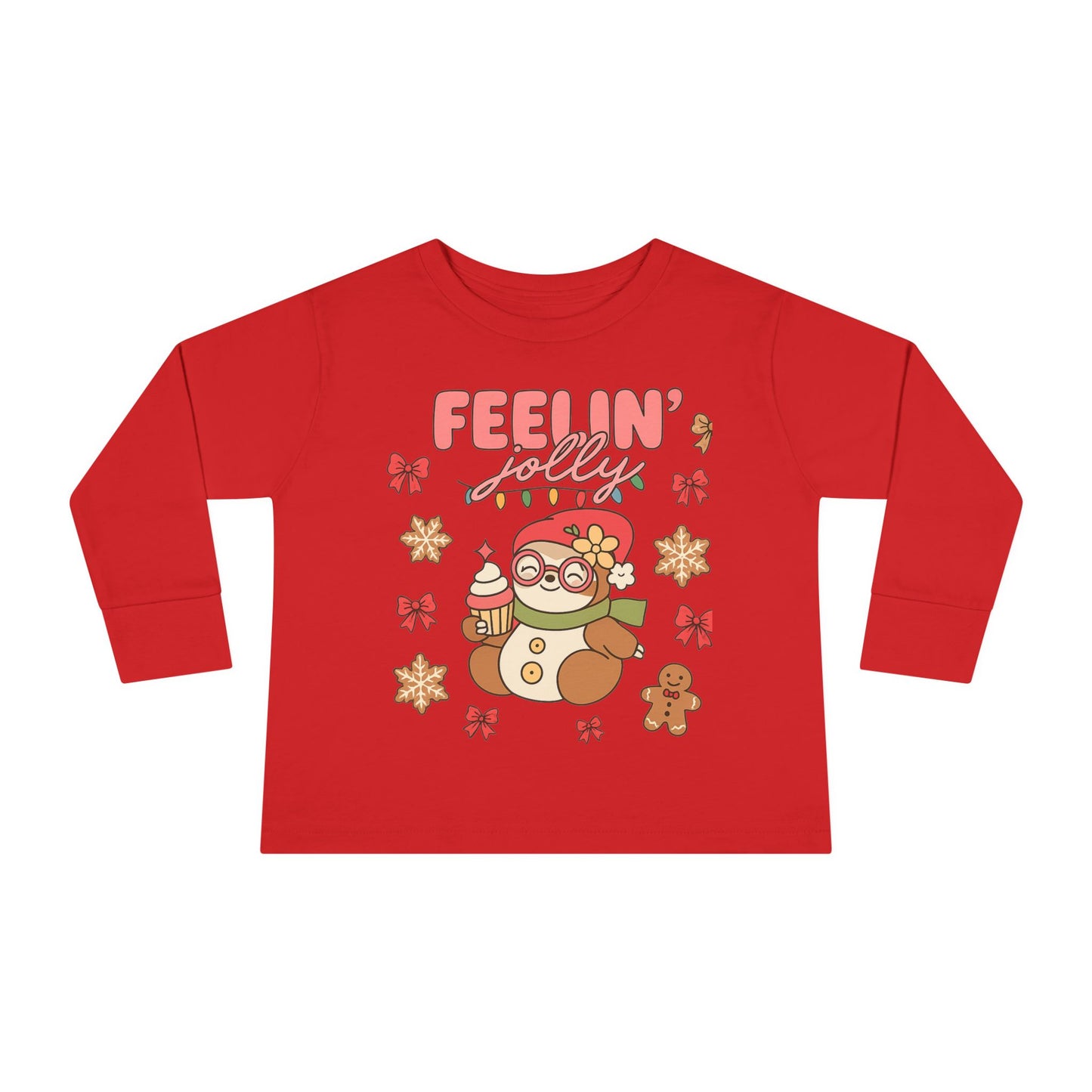 Toddler Long Sleeve Tee — Cute Holiday Dolls Graphic Kids Shirt