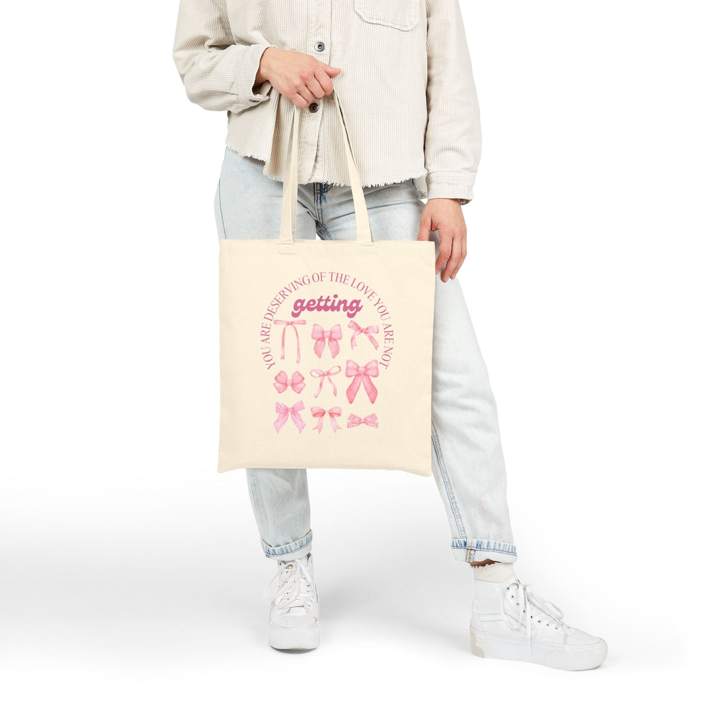 Love You Deserve Cotton Canvas Tote Bag - Perfect Gift for Her