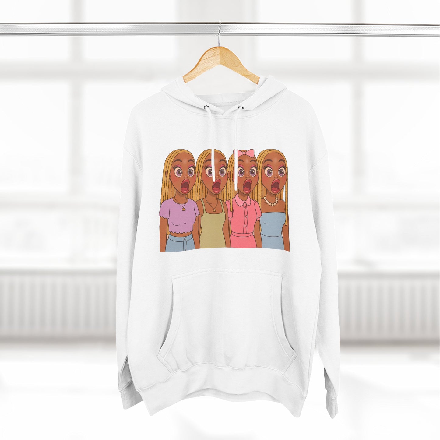 The Shocked BestiesFleece Hoodie with Three-Panel Design