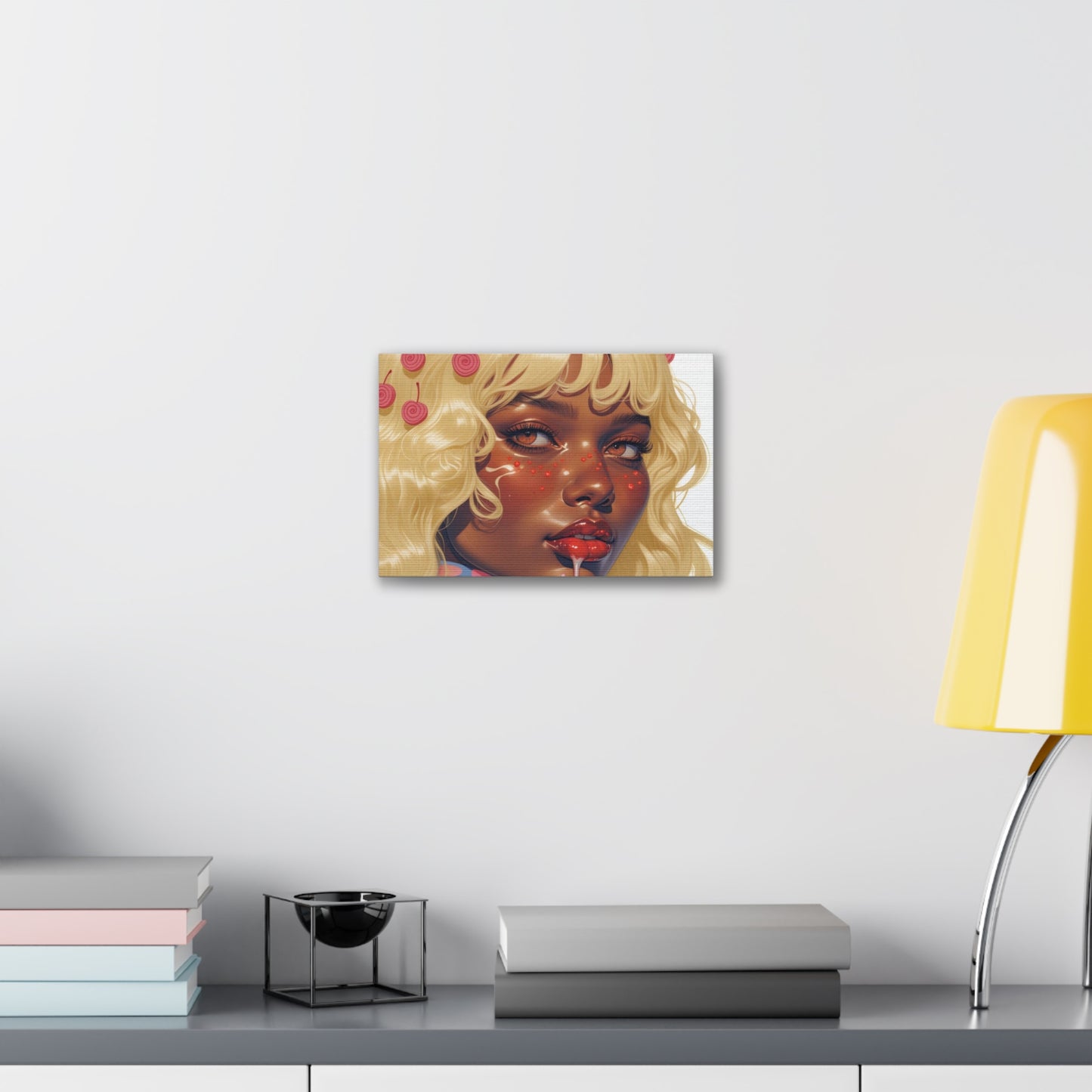 Art Canvas Print — Blonde Cherry Girl Wall Art