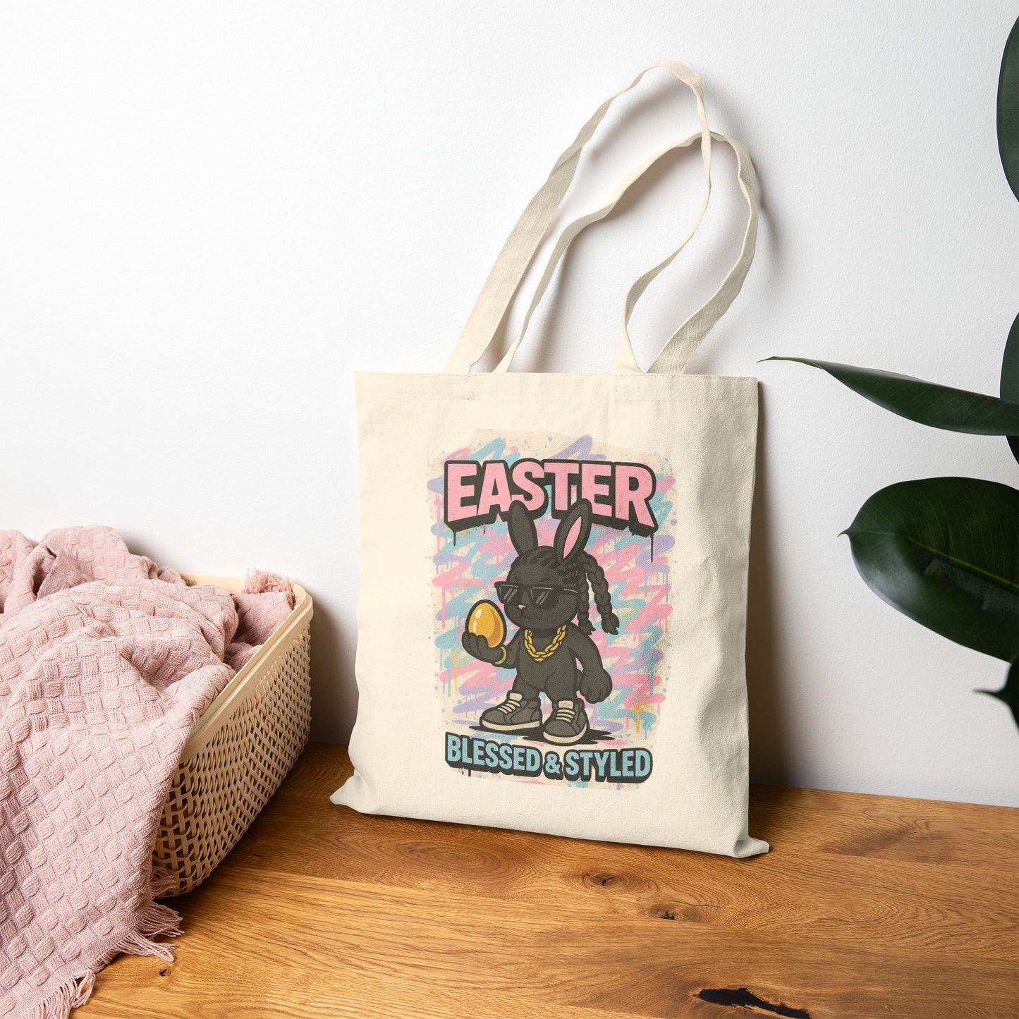 Easter Bunny Cotton Canvas Tote Bag - Blessed & Styled