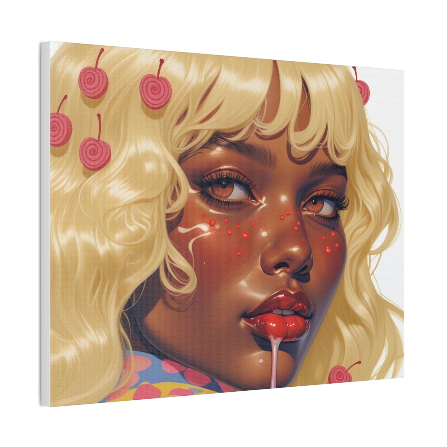 Art Canvas Print — Blonde Cherry Girl Wall Art
