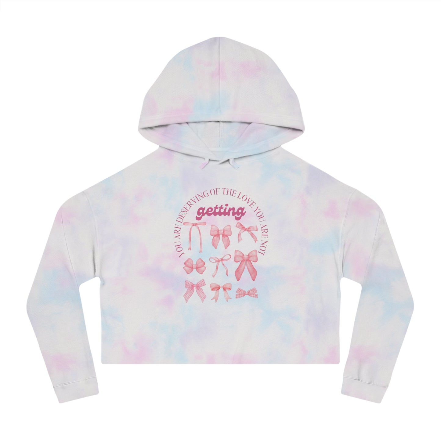 Inspirational Women’s Cropped Hooded Sweatshirt - Great Things Await & You Deserve Love