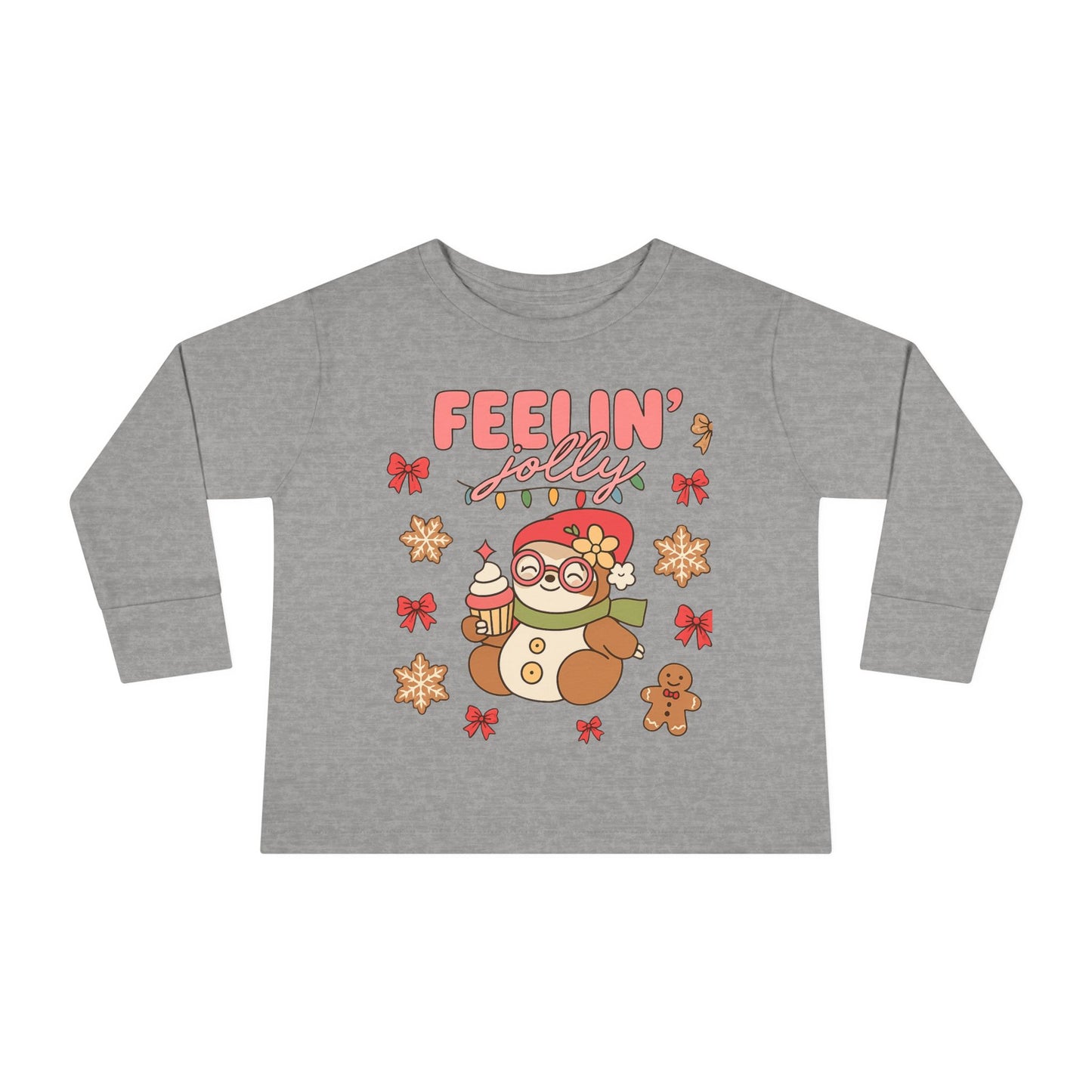 Toddler Long Sleeve Tee — Cute Holiday Dolls Graphic Kids Shirt