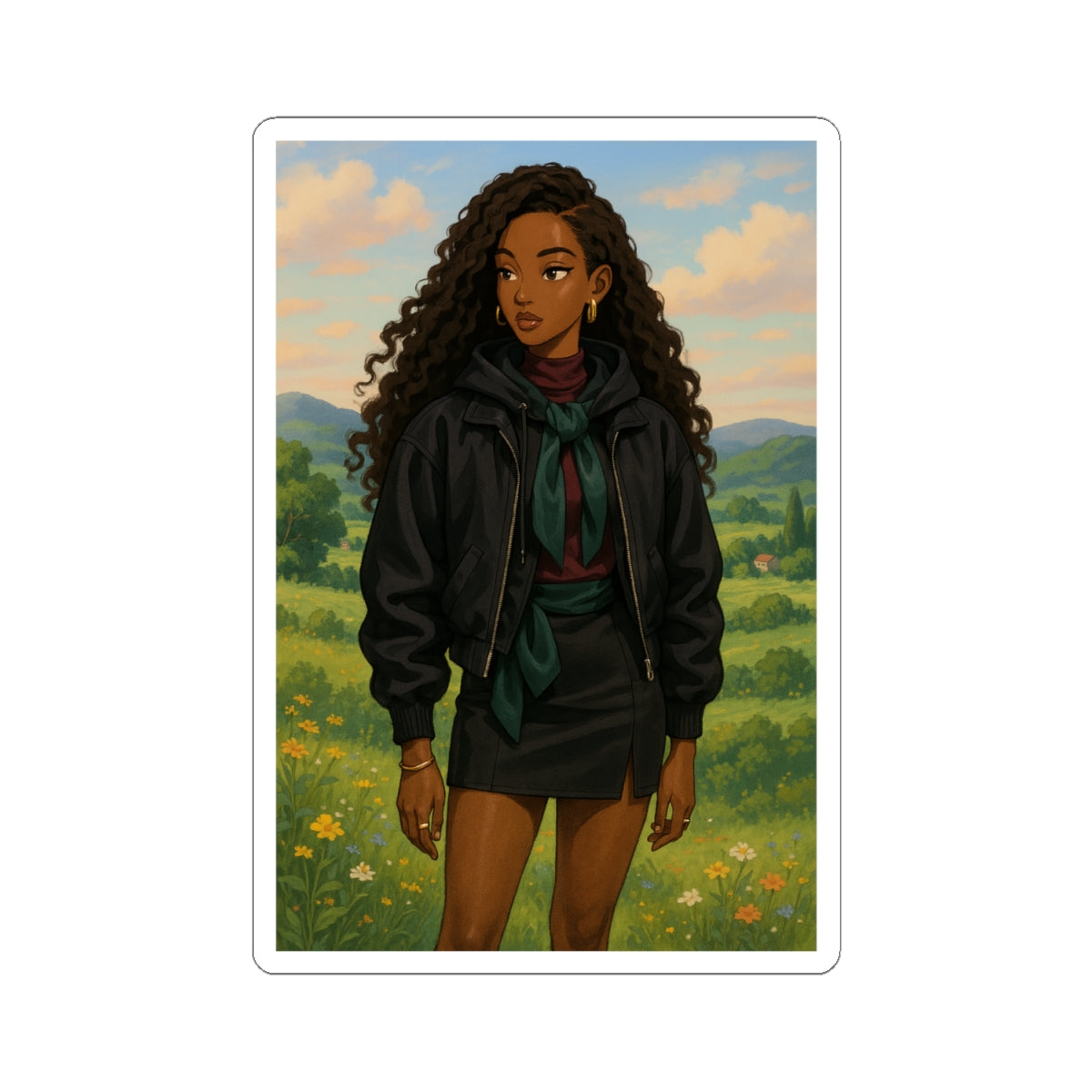 Stylish Kiss-Cut Stickers - Trendy Fashion Illustration Perfect for Laptops & Journals