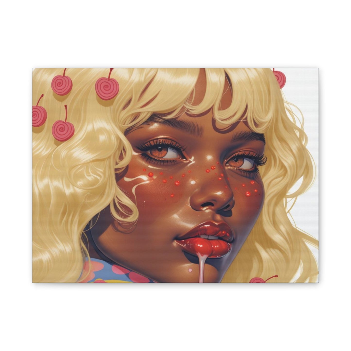 Art Canvas Print — Blonde Cherry Girl Wall Art