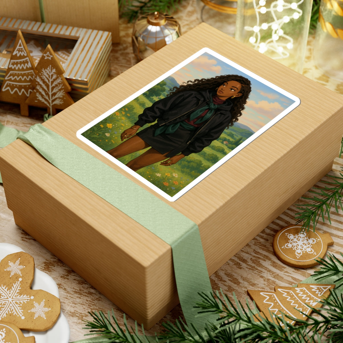 Stylish Kiss-Cut Stickers - Trendy Fashion Illustration Perfect for Laptops & Journals