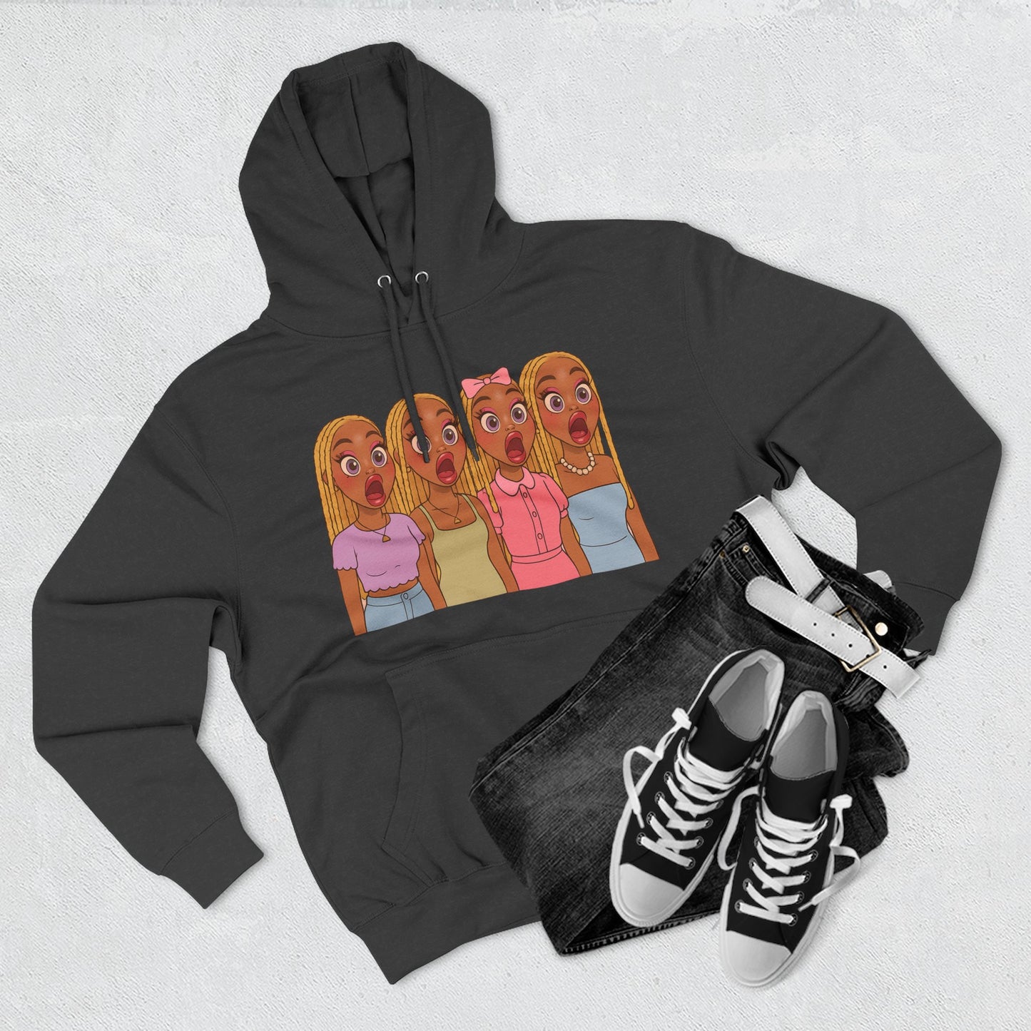 The Shocked BestiesFleece Hoodie with Three-Panel Design