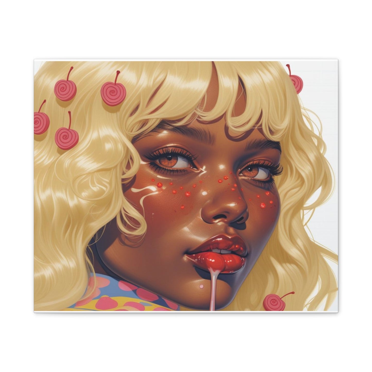 Art Canvas Print — Blonde Cherry Girl Wall Art
