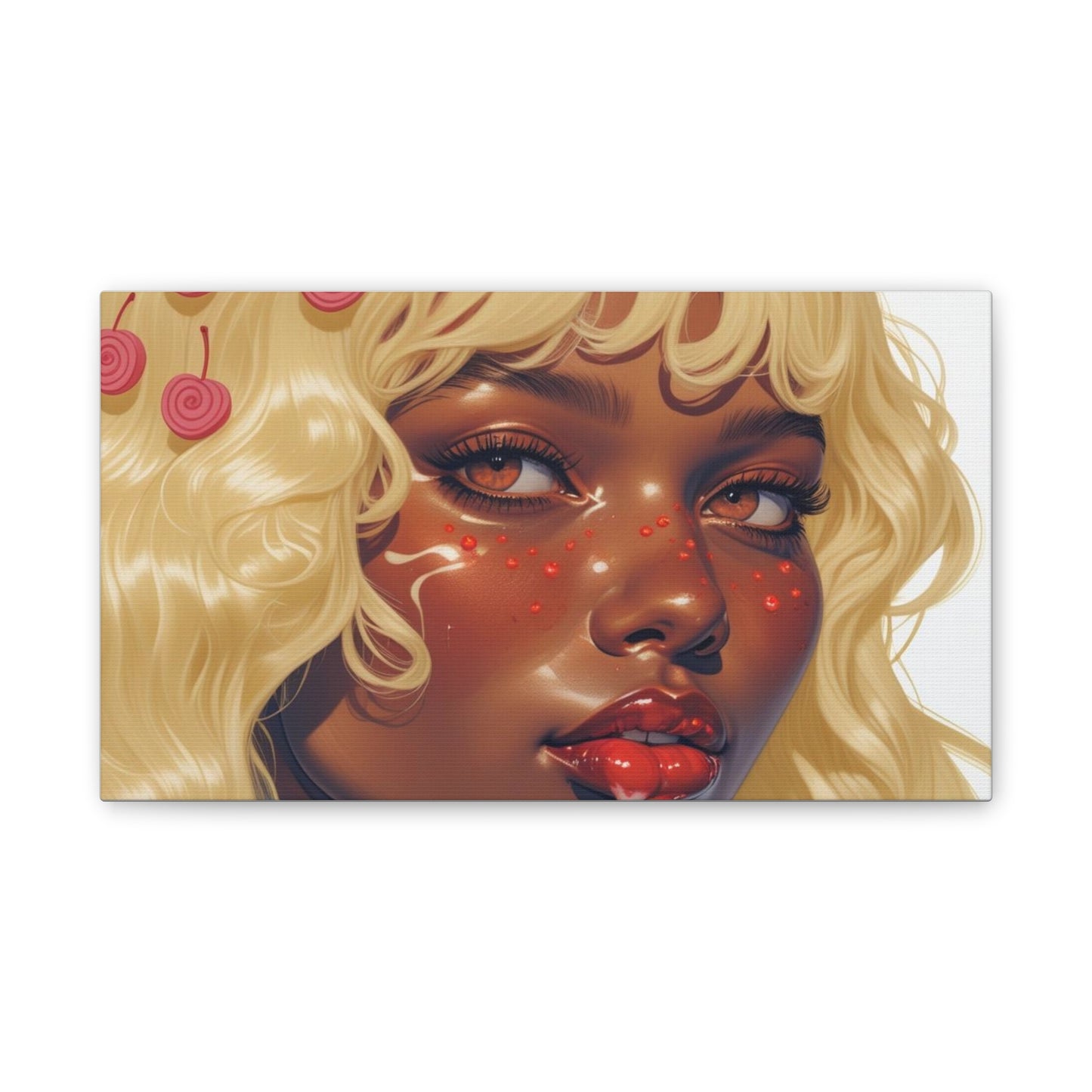 Art Canvas Print — Blonde Cherry Girl Wall Art