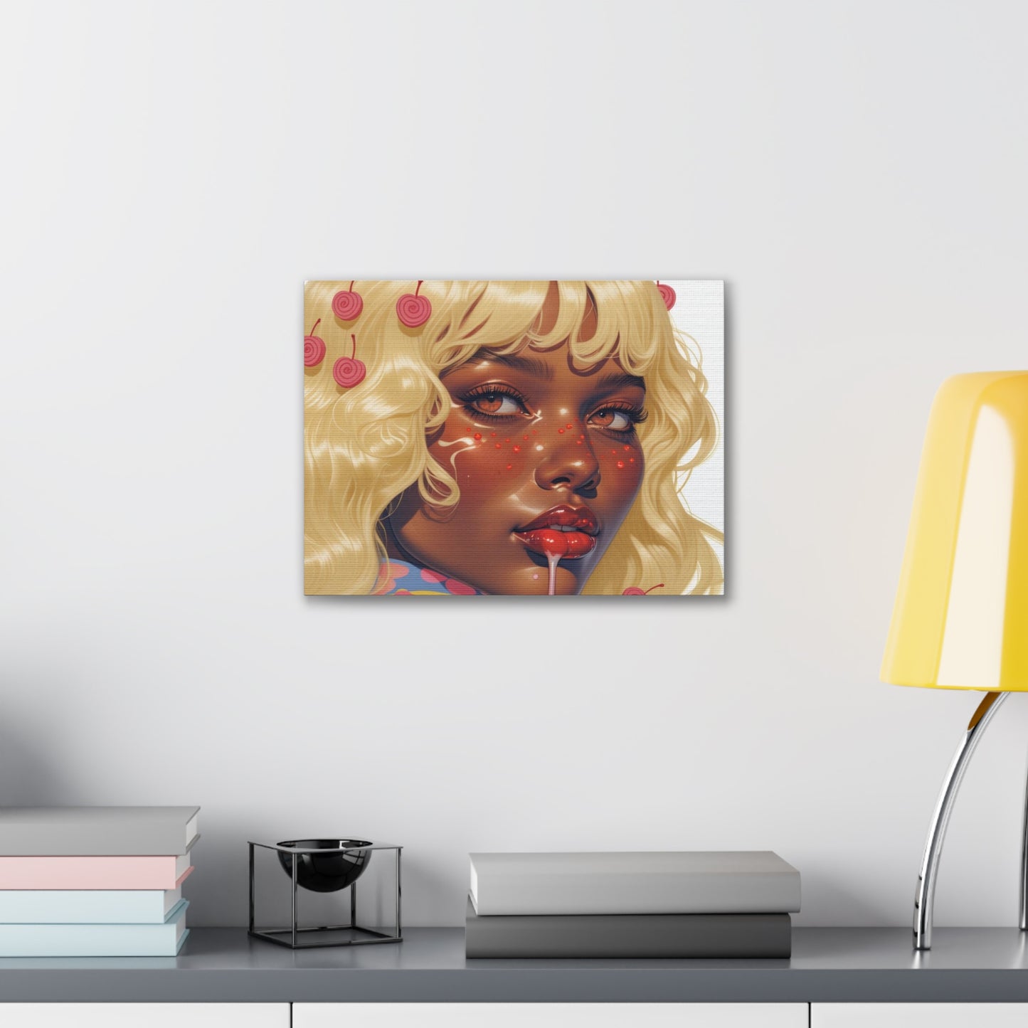 Art Canvas Print — Blonde Cherry Girl Wall Art