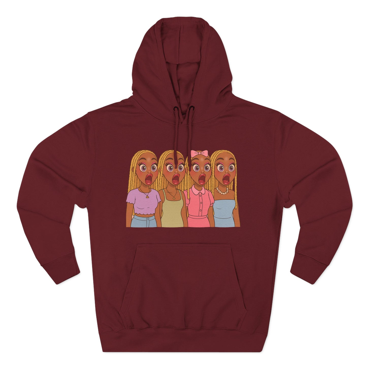 The Shocked BestiesFleece Hoodie with Three-Panel Design