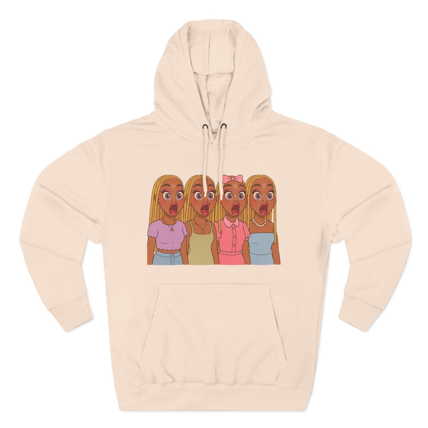 The Shocked BestiesFleece Hoodie with Three-Panel Design