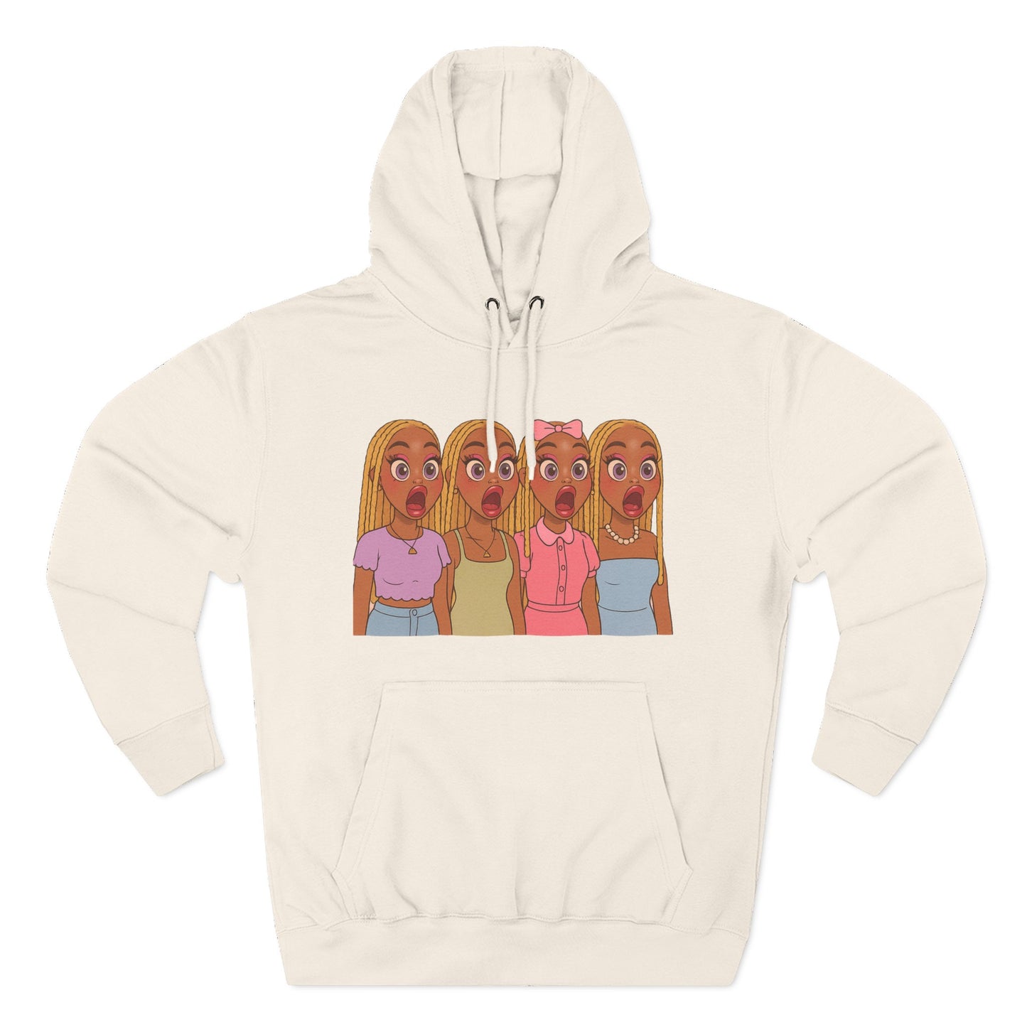 The Shocked BestiesFleece Hoodie with Three-Panel Design