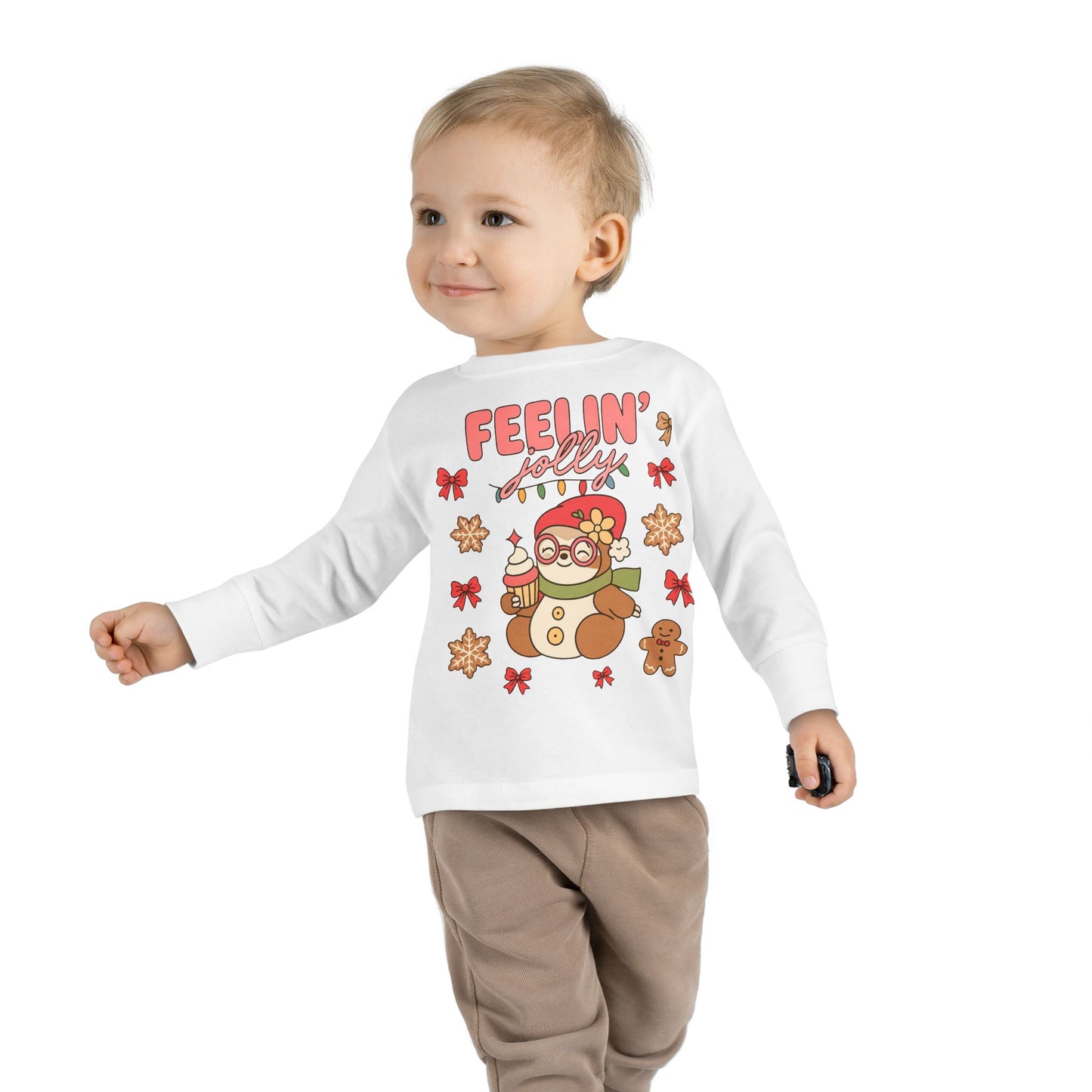 Toddler Long Sleeve Tee — Cute Holiday Dolls Graphic Kids Shirt