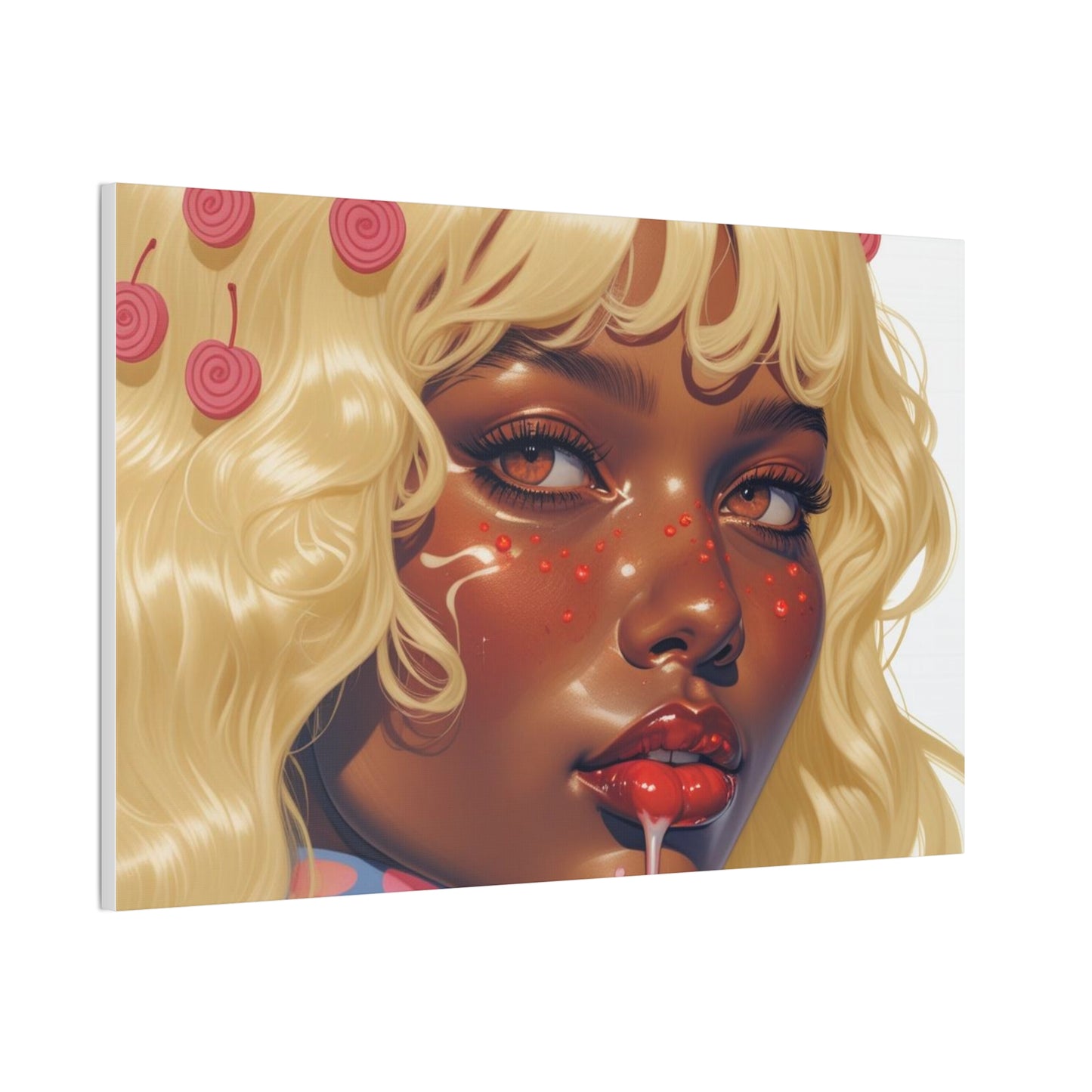 Art Canvas Print — Blonde Cherry Girl Wall Art
