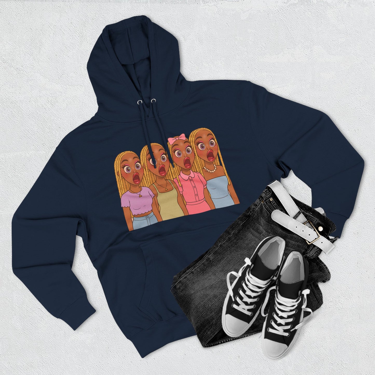 The Shocked BestiesFleece Hoodie with Three-Panel Design