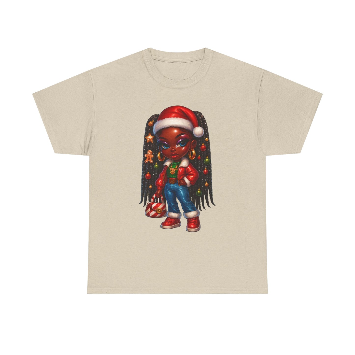 Christmas Girl Tee — Cute Black Girl Santa Graphic T-Shirt