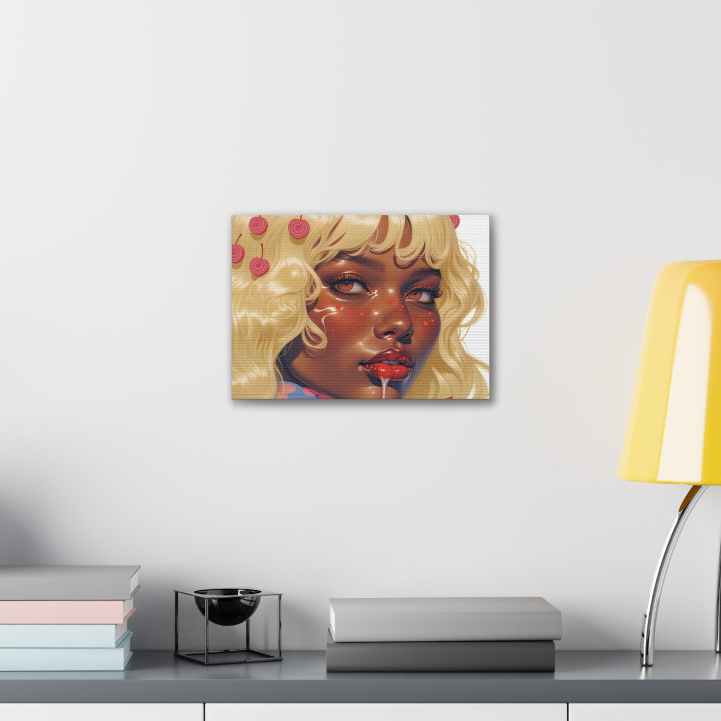 Art Canvas Print — Blonde Cherry Girl Wall Art