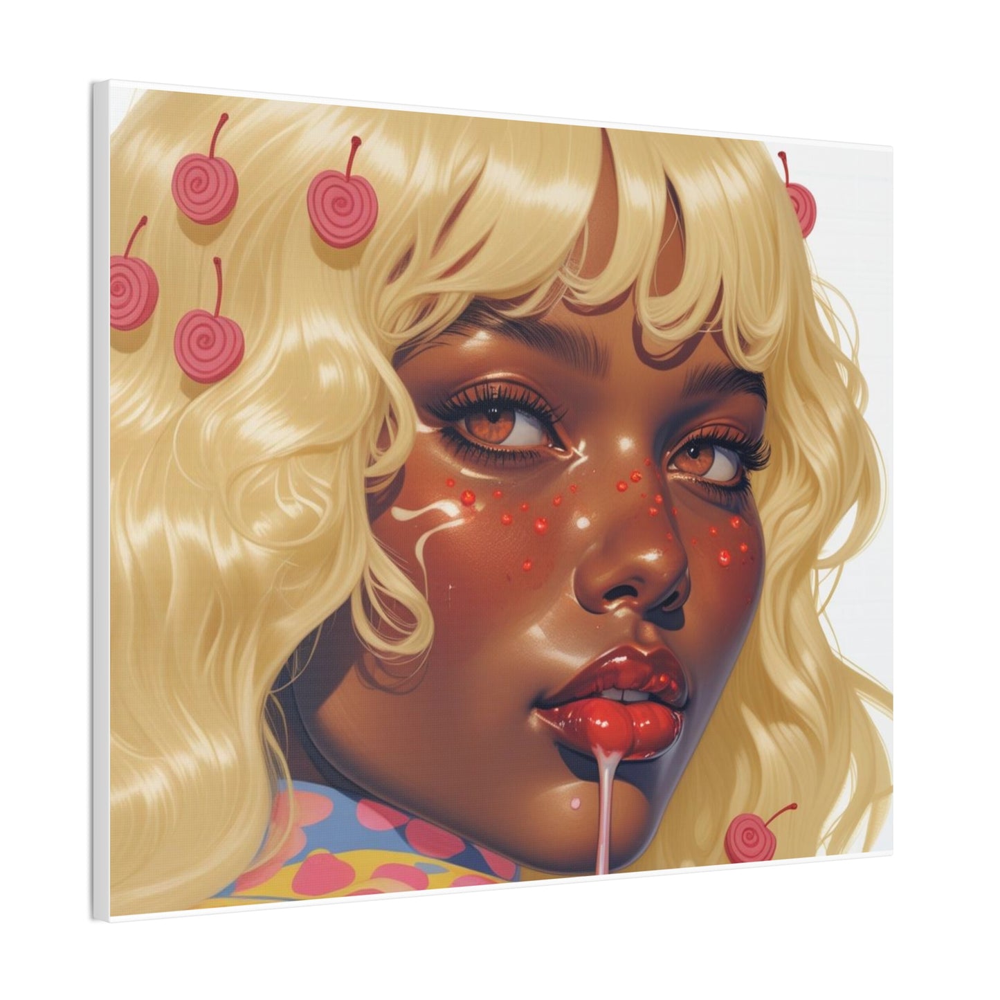 Art Canvas Print — Blonde Cherry Girl Wall Art
