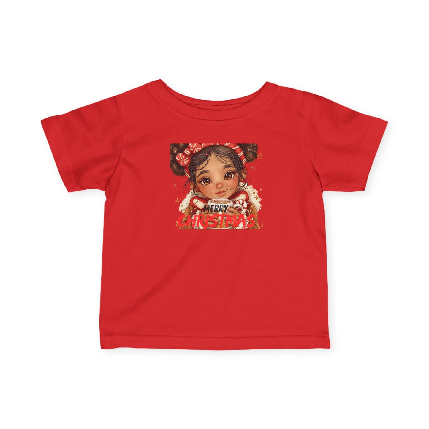 Infant Tee — Cute Baby Girl Illustration "Merry Christmas" Holiday Shirt