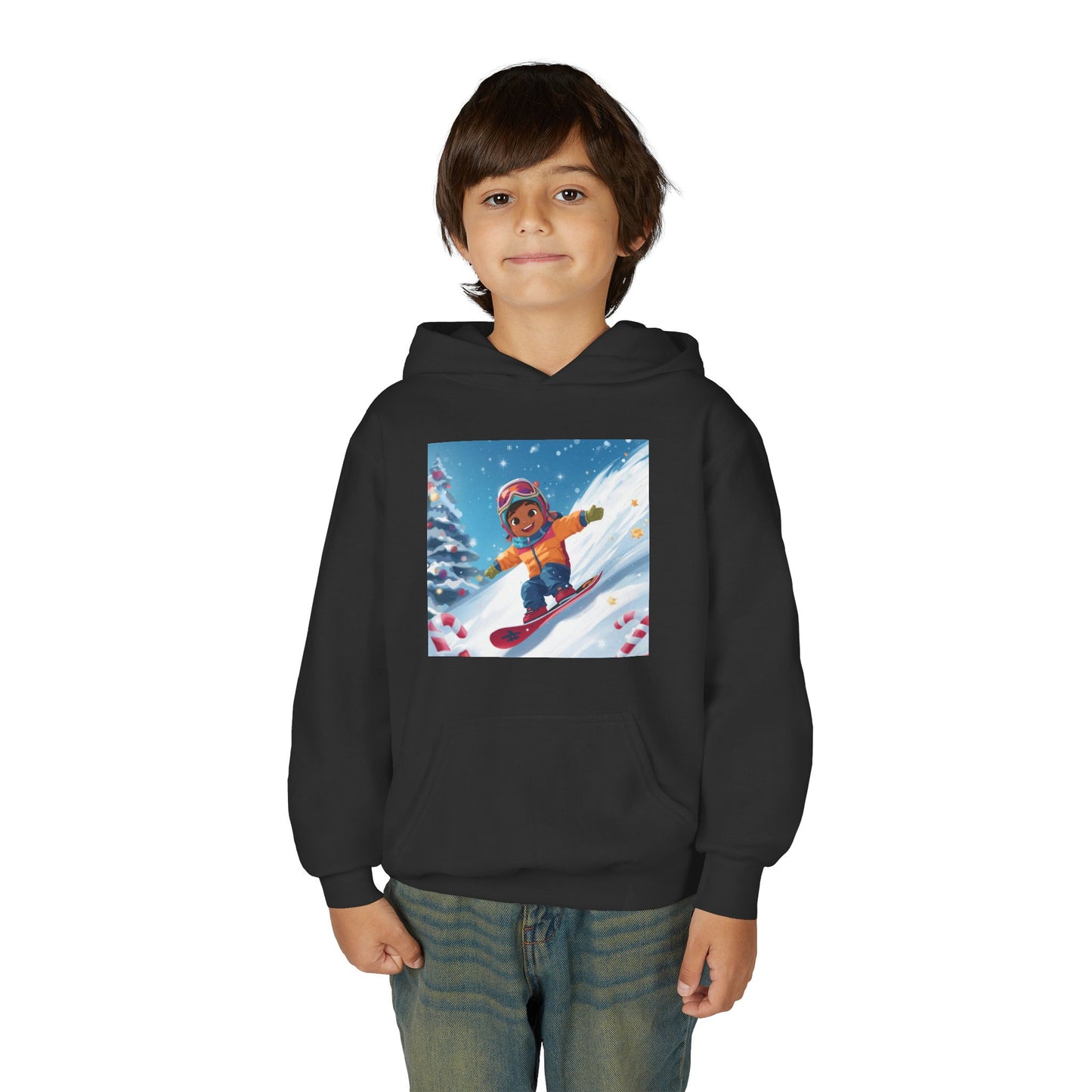 Kids Snowboarding Hoodie — Cute Winter Snow Kid Graphic Sweatshirt