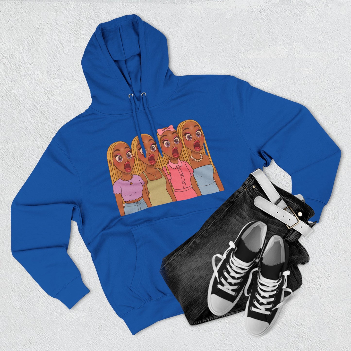 The Shocked BestiesFleece Hoodie with Three-Panel Design