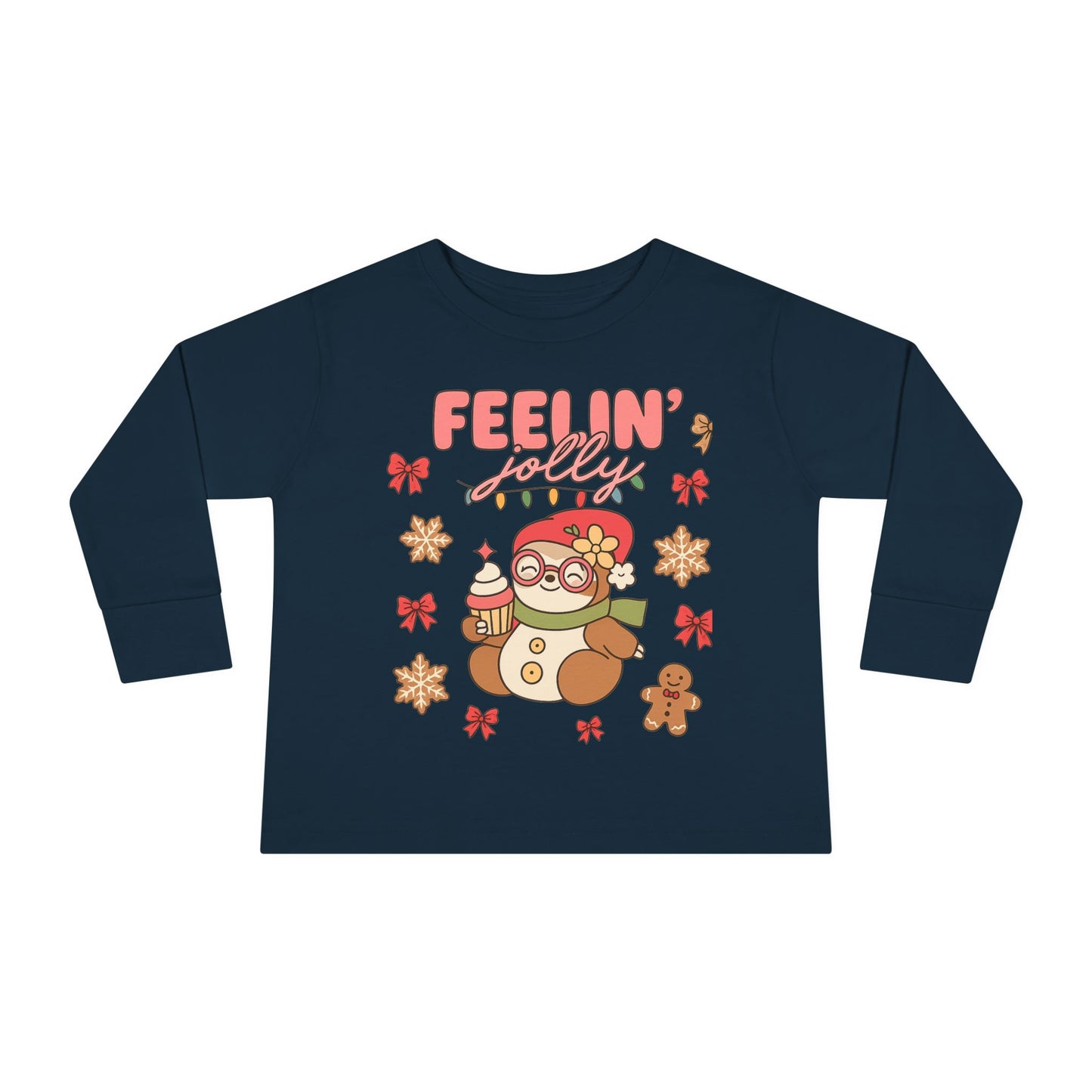 Toddler Long Sleeve Tee — Cute Holiday Dolls Graphic Kids Shirt