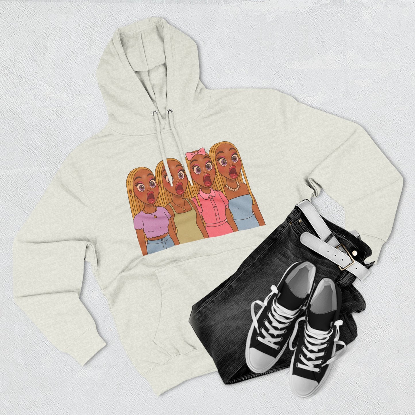 The Shocked BestiesFleece Hoodie with Three-Panel Design