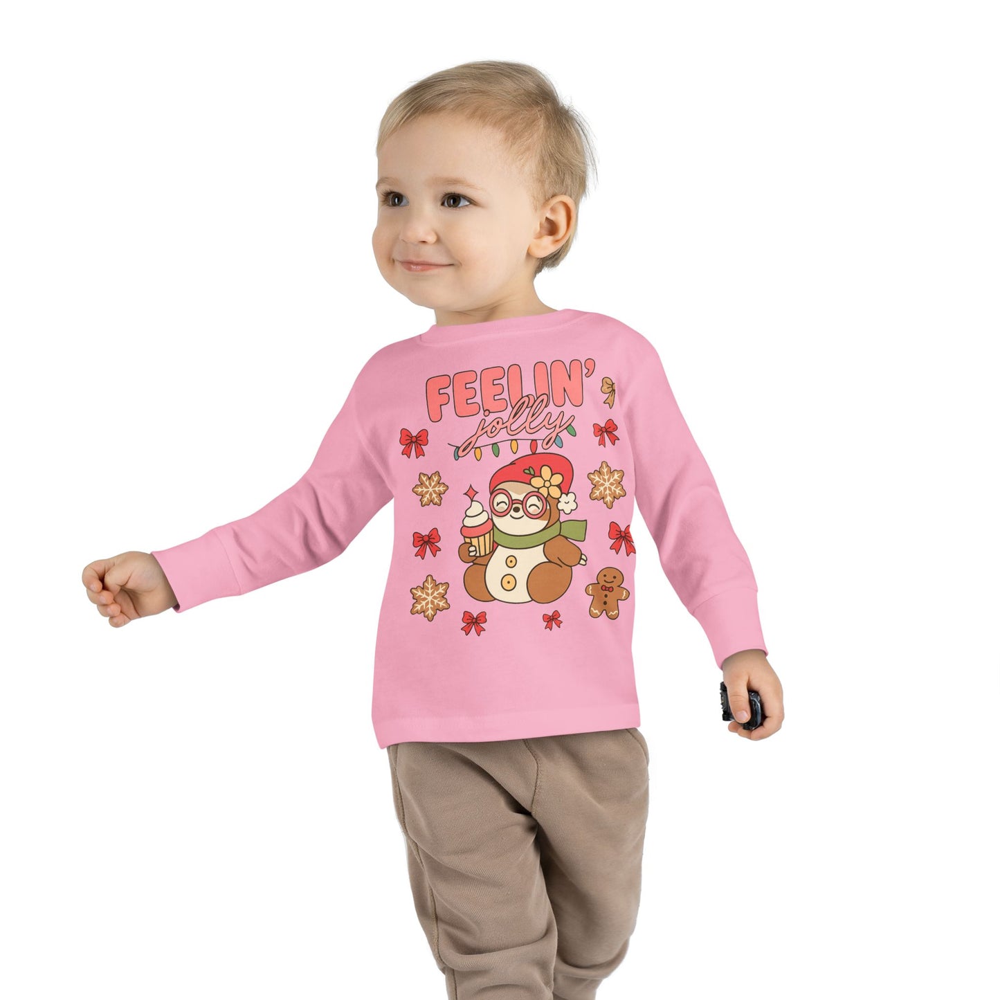 Toddler Long Sleeve Tee — Cute Holiday Dolls Graphic Kids Shirt