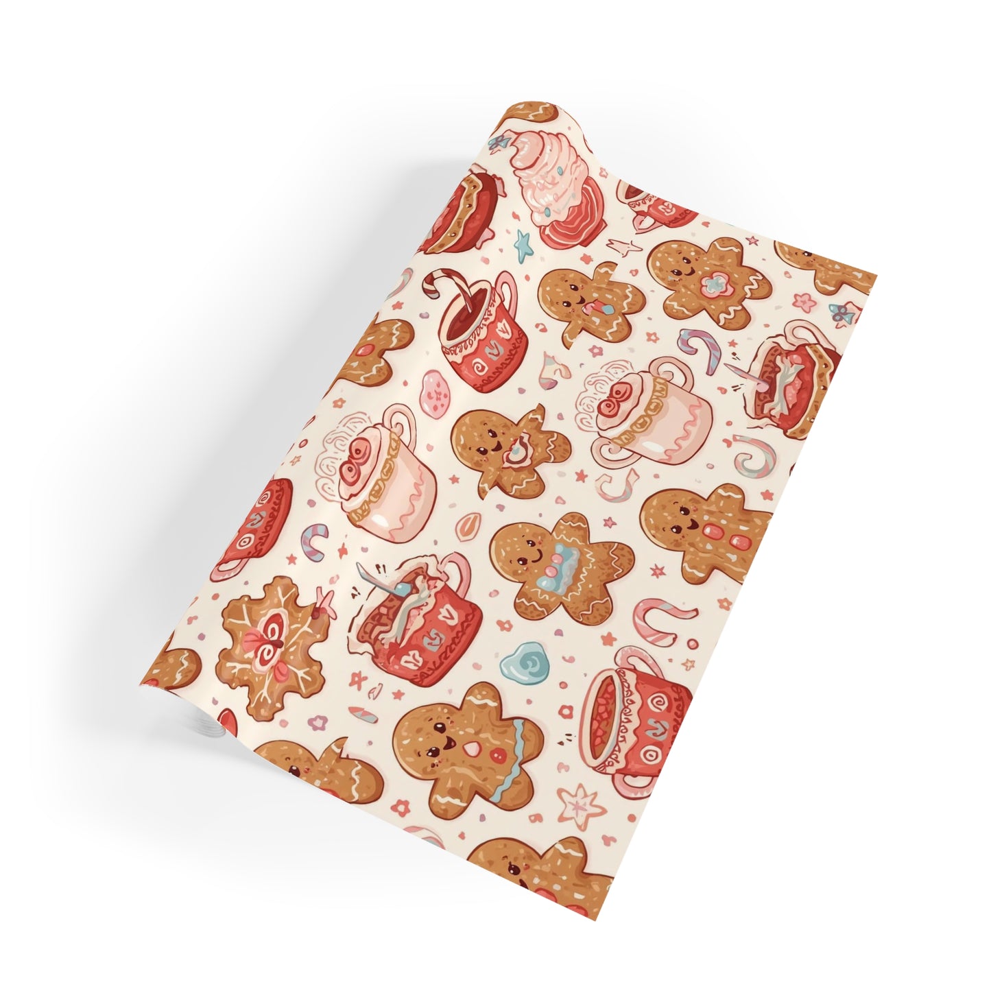 Gingerbread & Cocoa Gift Wrap Roll — Festive Holiday Wrapping Paper