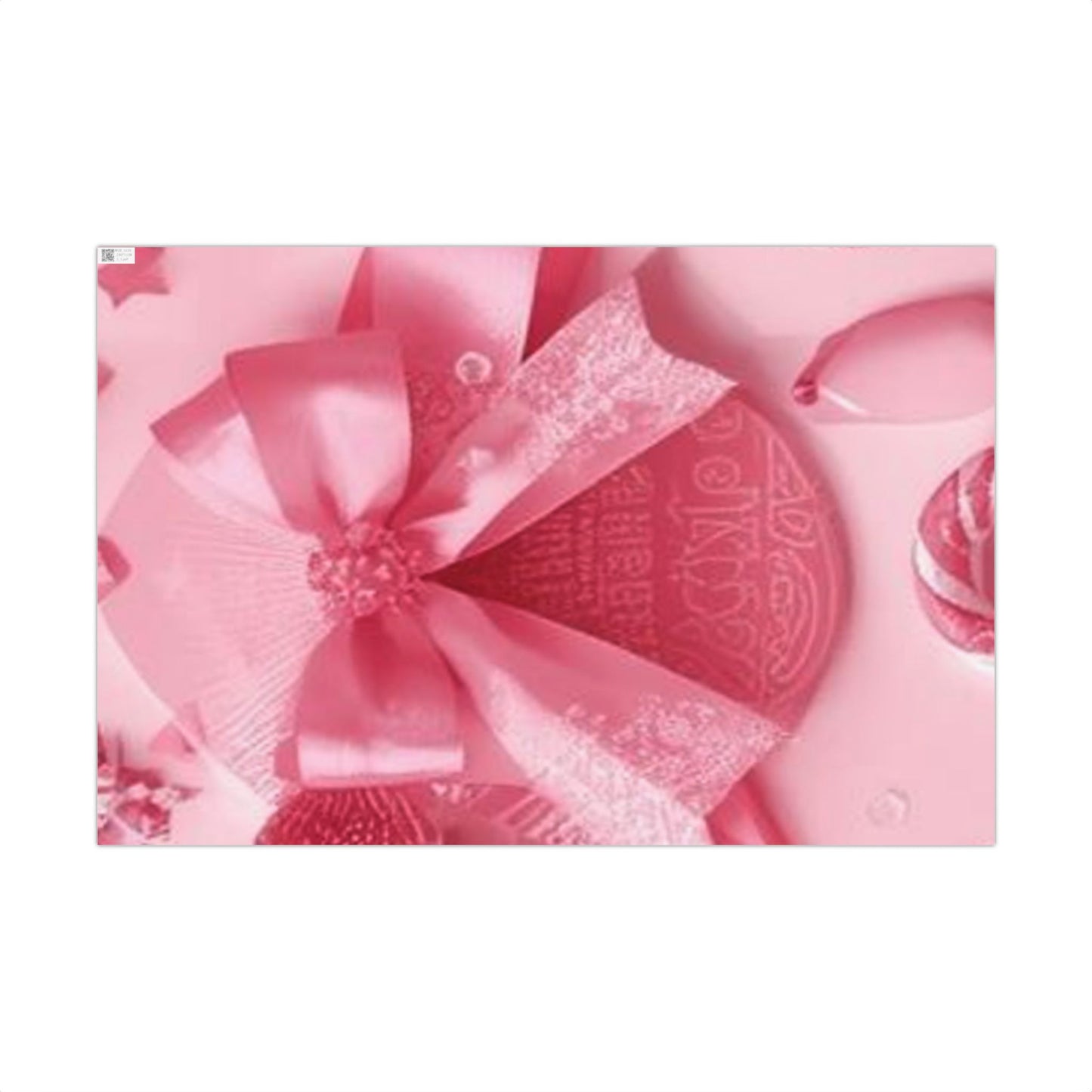 Gift Wrap Paper - Pink Bow & Ribbon Floral Pattern, Decorative Wrapping Sheet for Birthdays, Valentine’s Day, Anniversaries