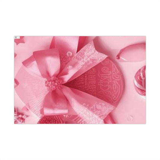 Gift Wrap Paper - Pink Bow & Ribbon Floral Pattern, Decorative Wrapping Sheet for Birthdays, Valentine’s Day, Anniversaries