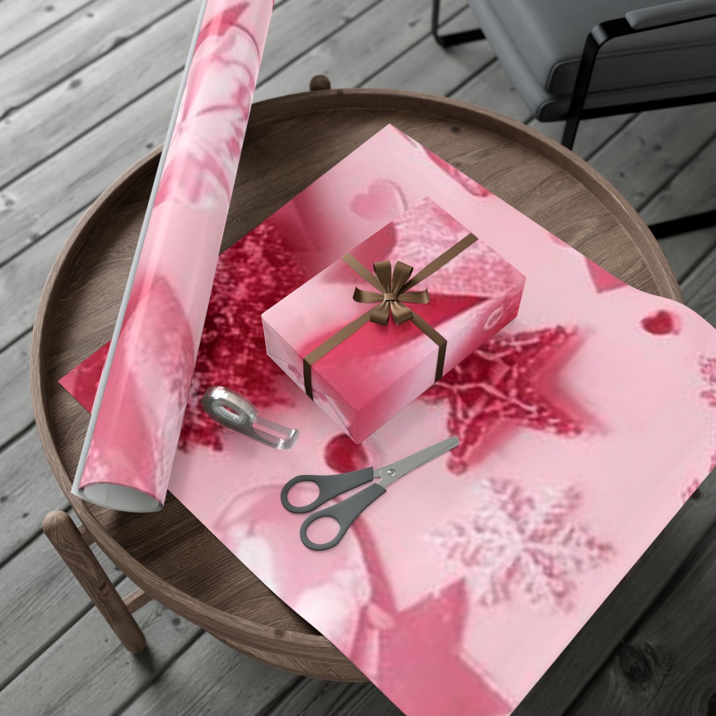 Gift Wrap Paper - Pink Bow & Ribbon Floral Pattern, Decorative Wrapping Sheet for Birthdays, Valentine’s Day, Anniversaries