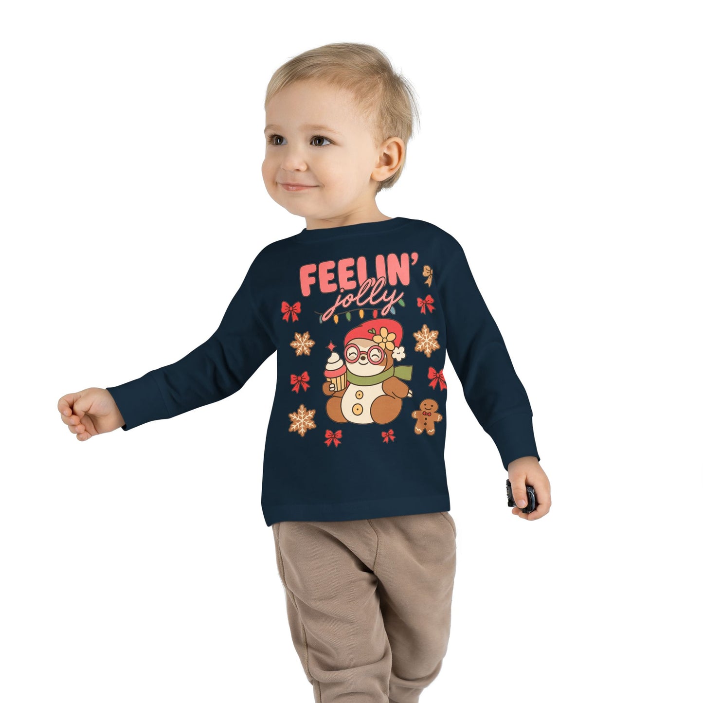 Toddler Long Sleeve Tee — Cute Holiday Dolls Graphic Kids Shirt