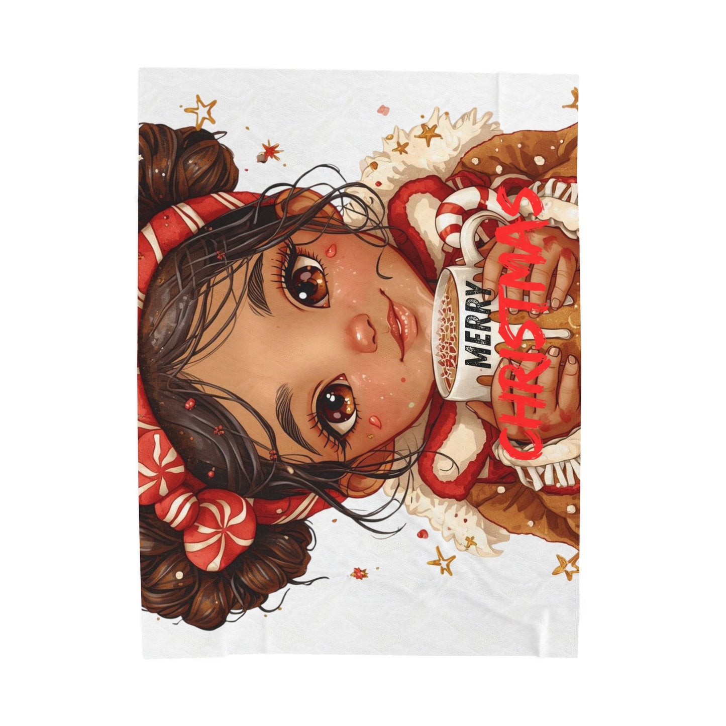 Holiday Plush Blanket ‘Merry Christmas’ Velveteen Throw(White)